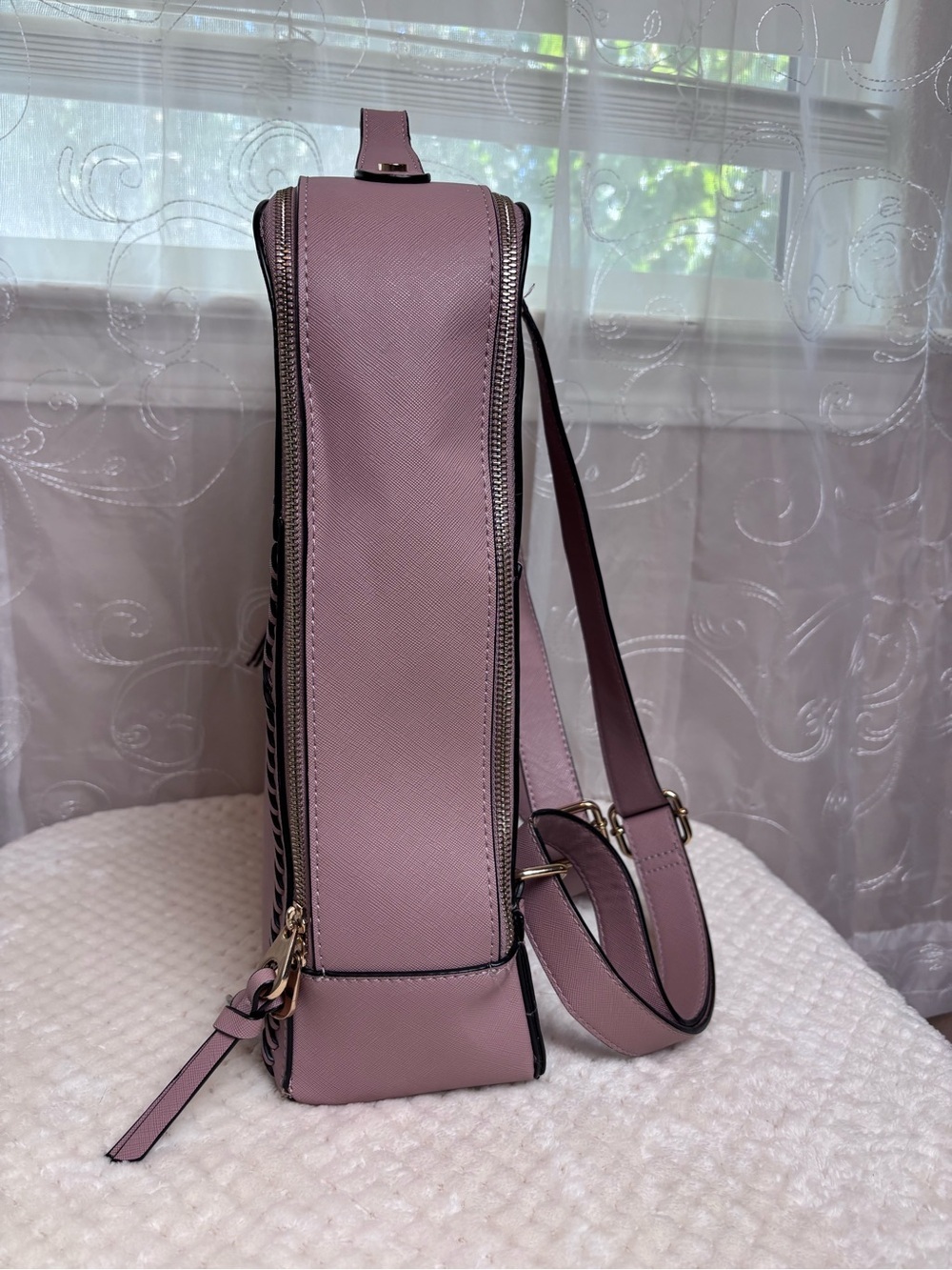 Cal Pak Kaya Faux Leather Lap Top Back Pack in Blush Color Gold Tone Hardware - Picture 7 of 13